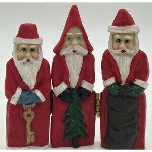 Vandor 1998 Hinged Santa Figurines Set of 3 Vintage Christmas Resin Decor